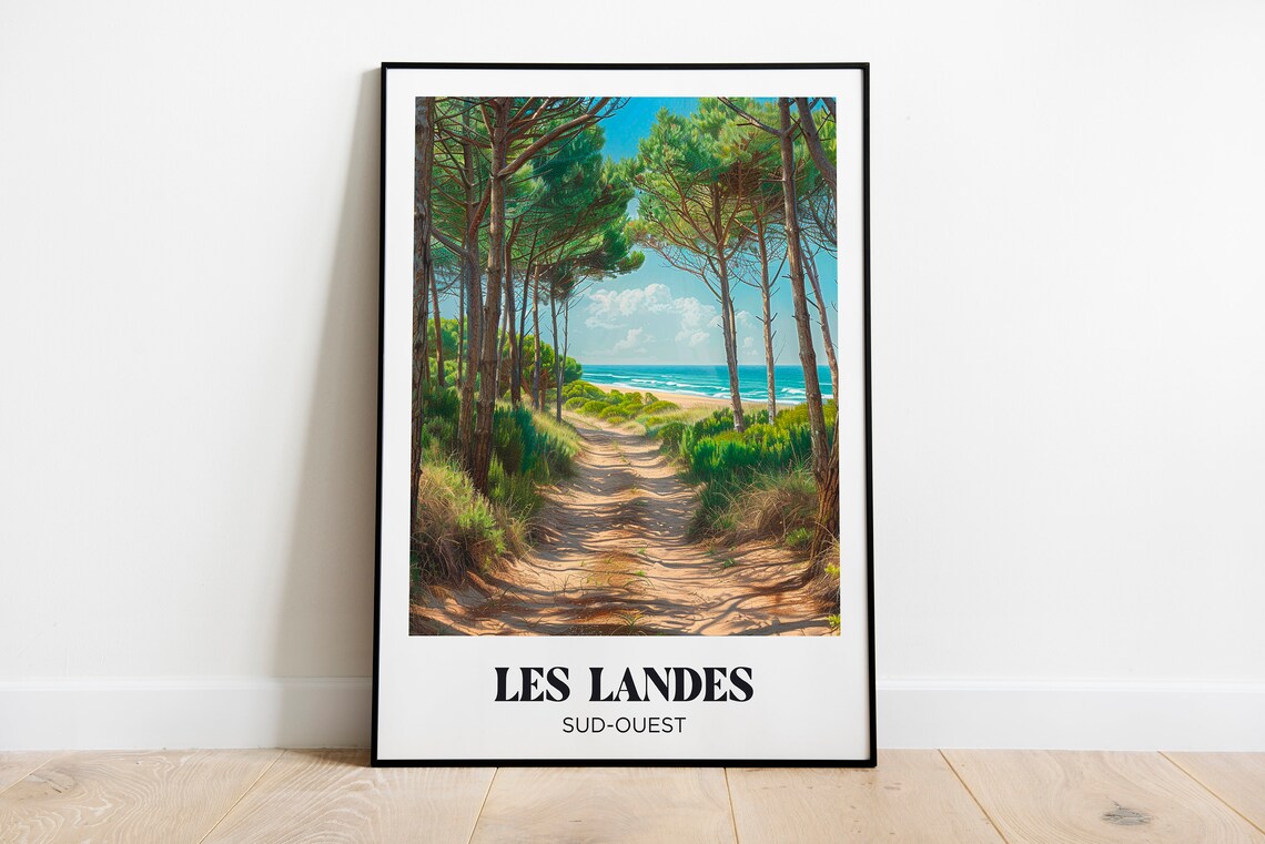Les Landes Atlantic Ocean Beach Travel Poster
