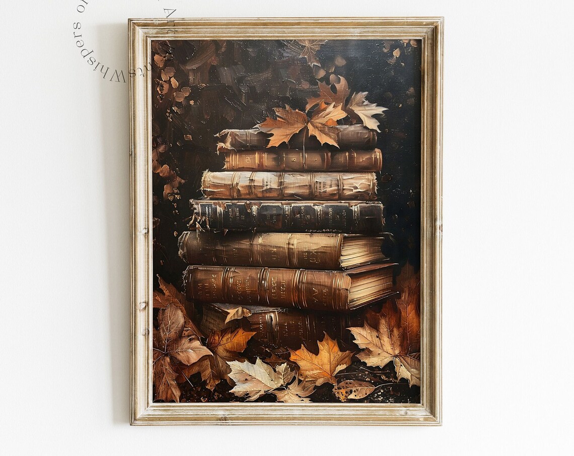 Dark Academia Book Still Life Oil Painting Art Print