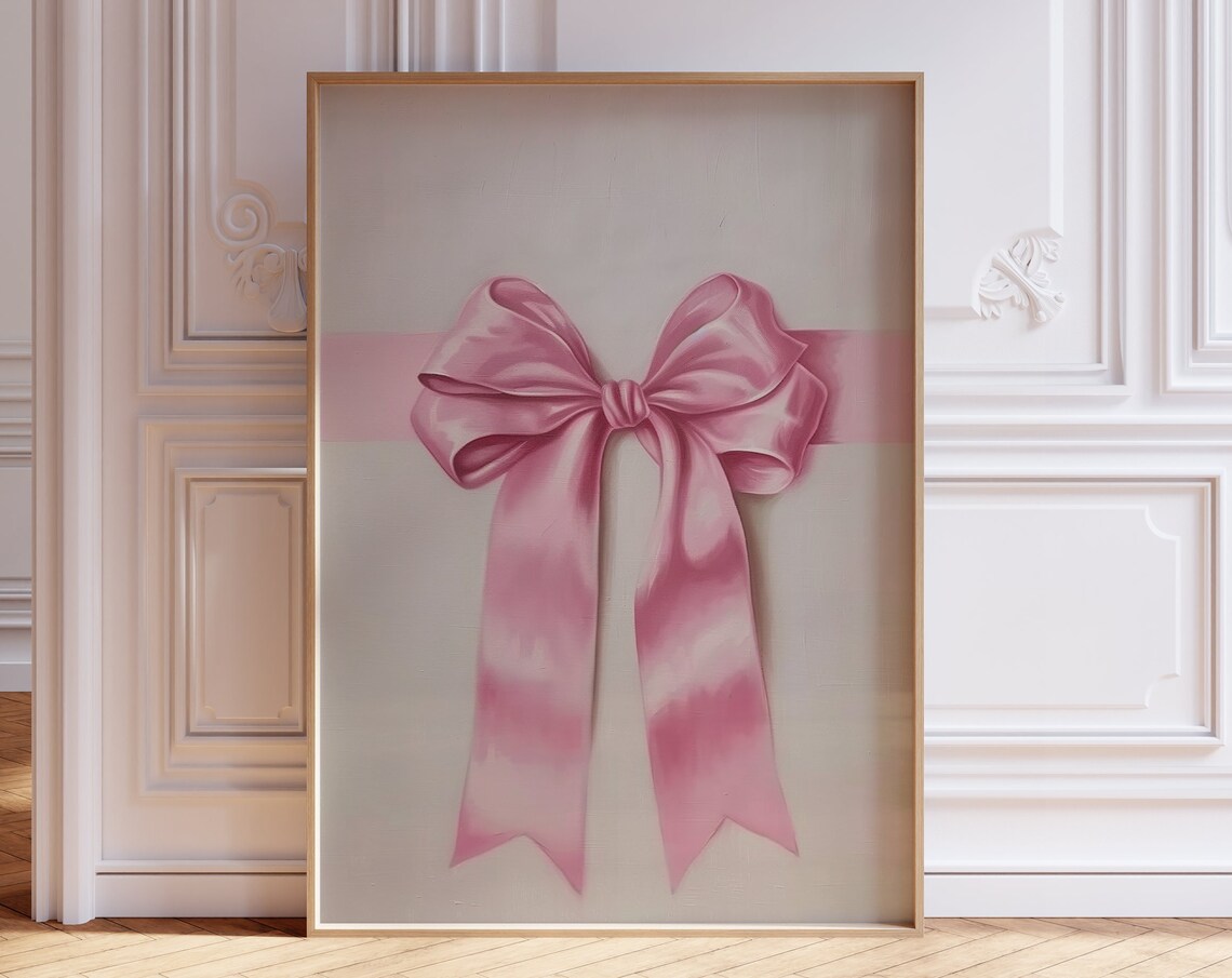 Blush Pink Satin Bow Chic Coquette Ribbon Girly Room Decor Poster