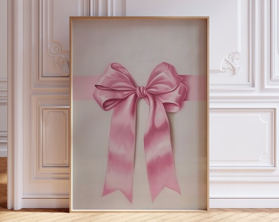 Blush Pink Satin Bow Chic Coquette Ribbon Girly Room Decor Poster