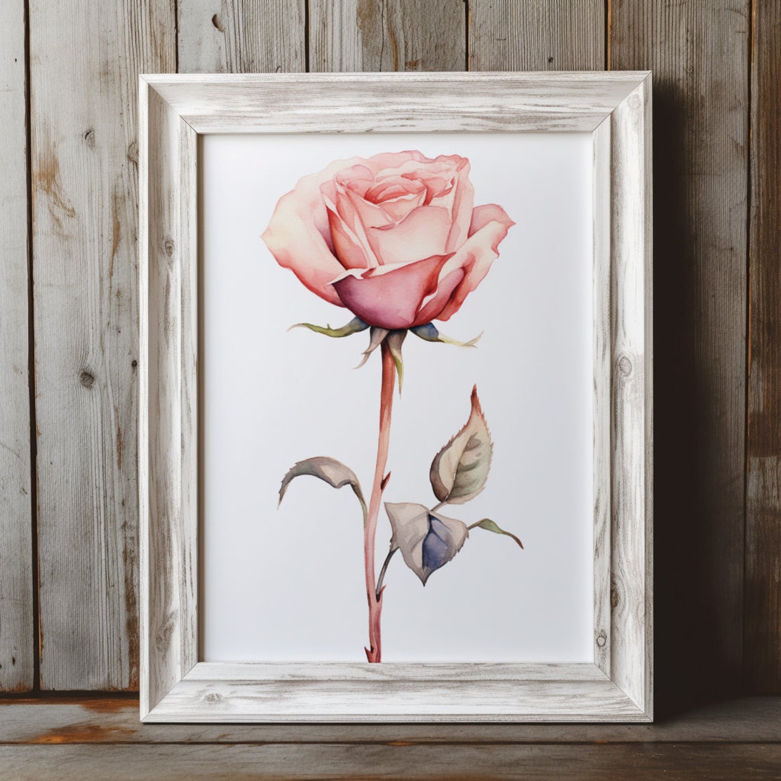 Rose Watercolor Wall Art Watercolor Rose Pink Rose Watercolor Pink Rose Painting Floral Watercolor Rose Wall Art Blush Pink - Image 2