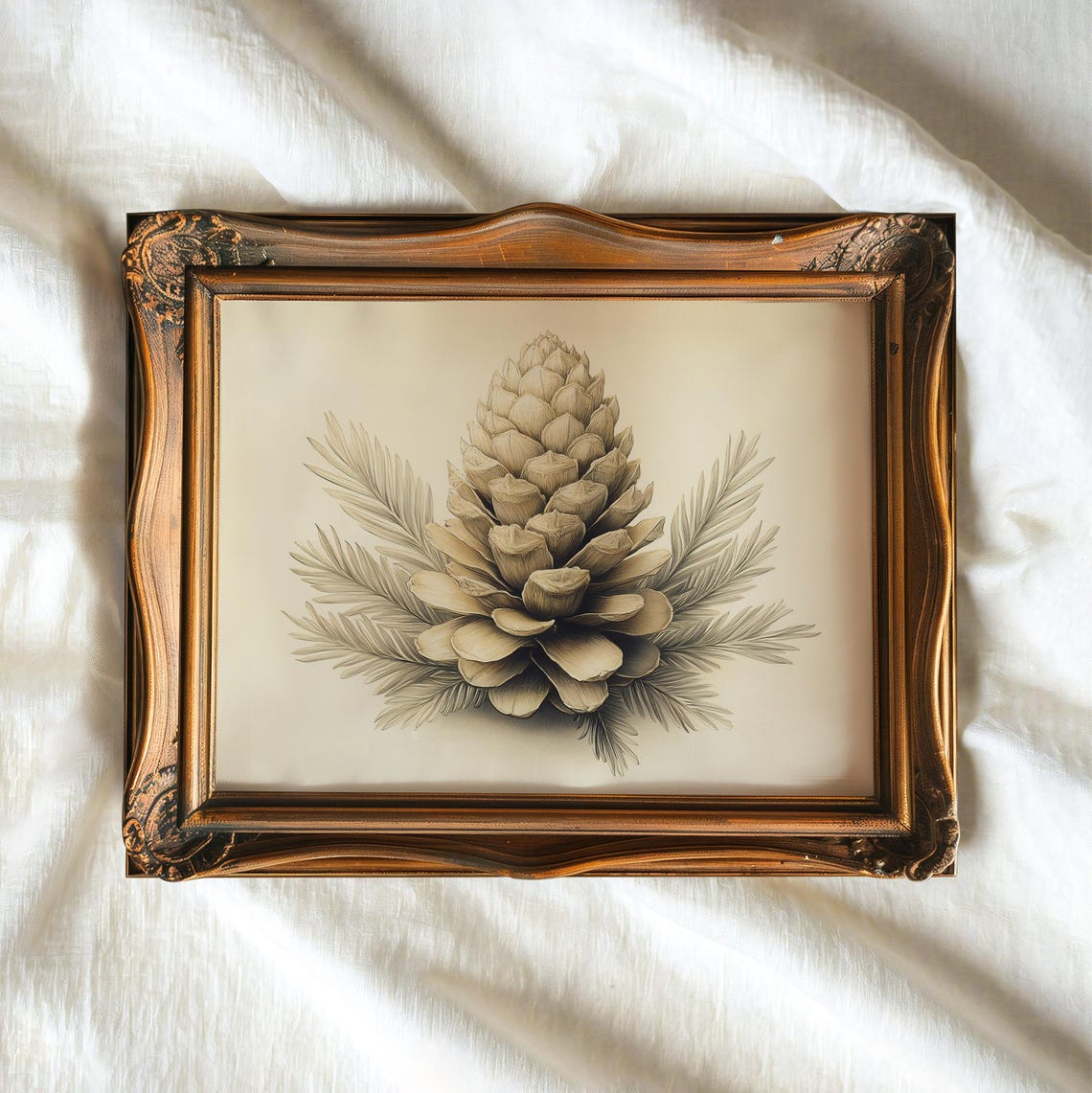 Pinecone And Pine Needles Vintage Sketch Antique Botanical Art Poster - Image 3