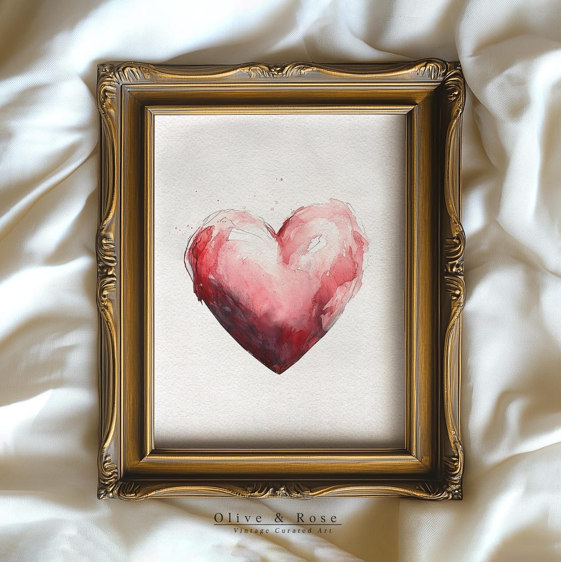 Pink Watercolor Heart Minimalist Romantic Valentine Wall Art - Image 4