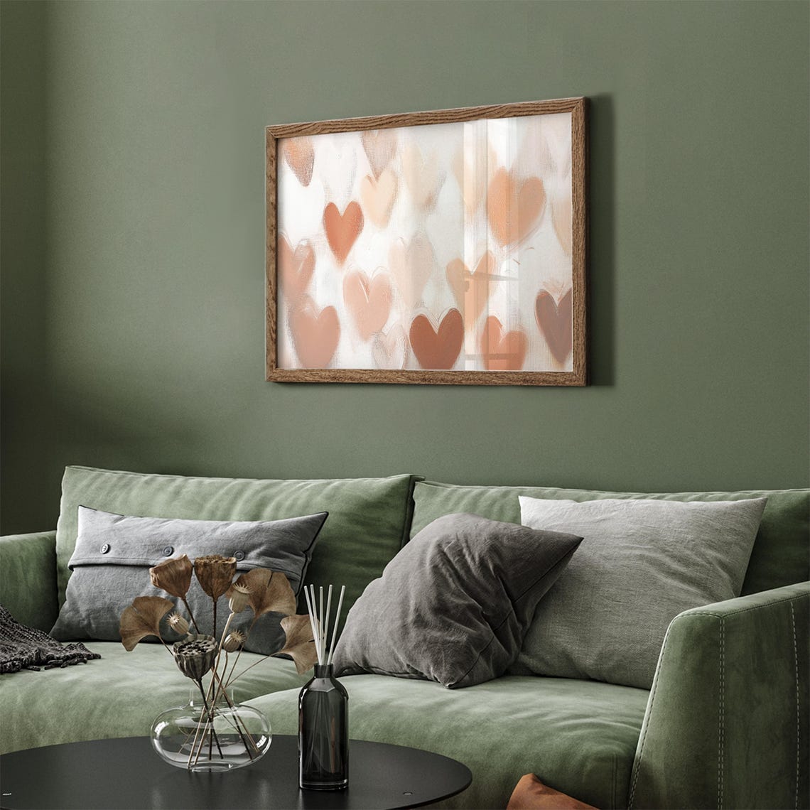 Blush Pink Hearts Abstract Neutral Romantic Valentine Wall Art Print - Image 3