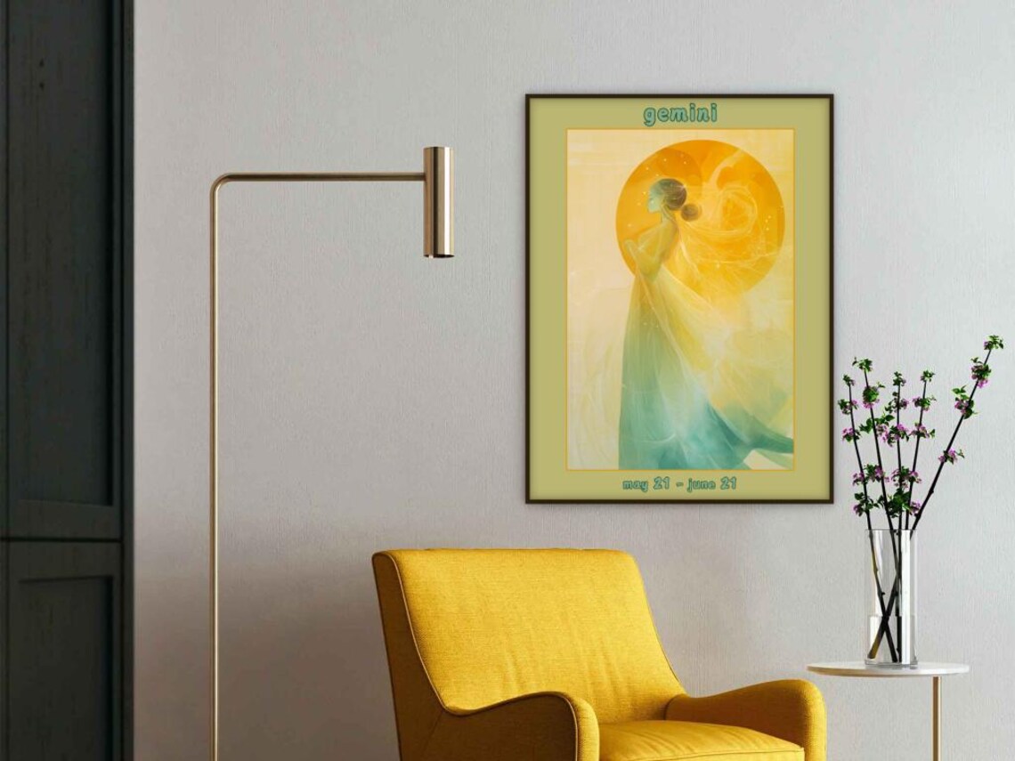 Gemini Zodiac Art Print, Mystical Boho Astrology - Image 2