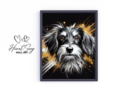 Dachshund Dog Art Moody Black And Gold Pet Portrait Vintage Elegant Print Stylish Animal Wall 352