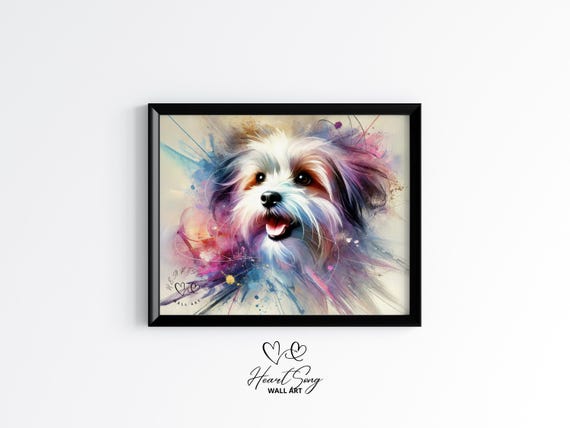 Havanese Dog Wall Art Colorful Watercolor Pet Portrait Abstract Expressive Animal Painting Modern Print 49