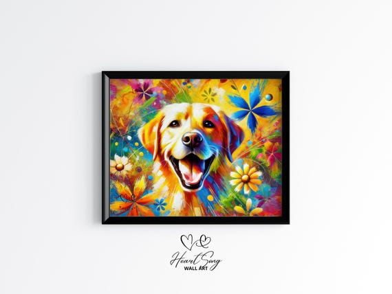 Labrador Retriever Wall Art Print Colorful Dog Painting Expressive Abstract Pet Portrait Playful Animal Decor 103