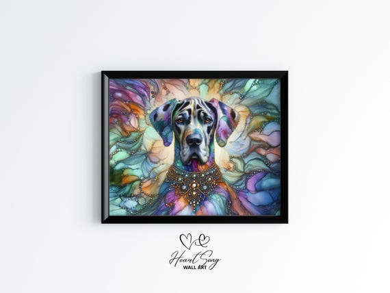 Great Dane Dog Painting Rustic Abstract Wall Art As A Vibrant Alcohol Ink Artwork For Modern Decor Lovers 885