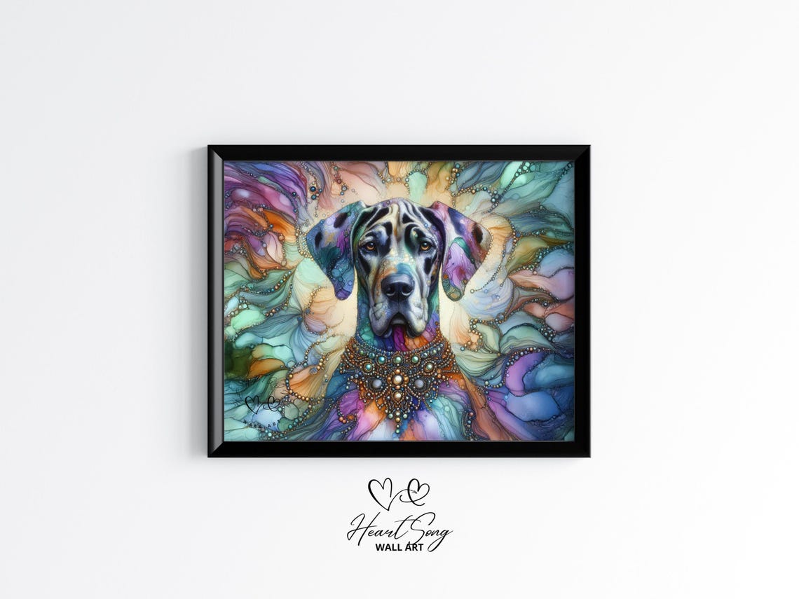 Great Dane Dog Painting Rustic Abstract Wall Art As A Vibrant Alcohol Ink Artwork For Modern Decor Lovers 885