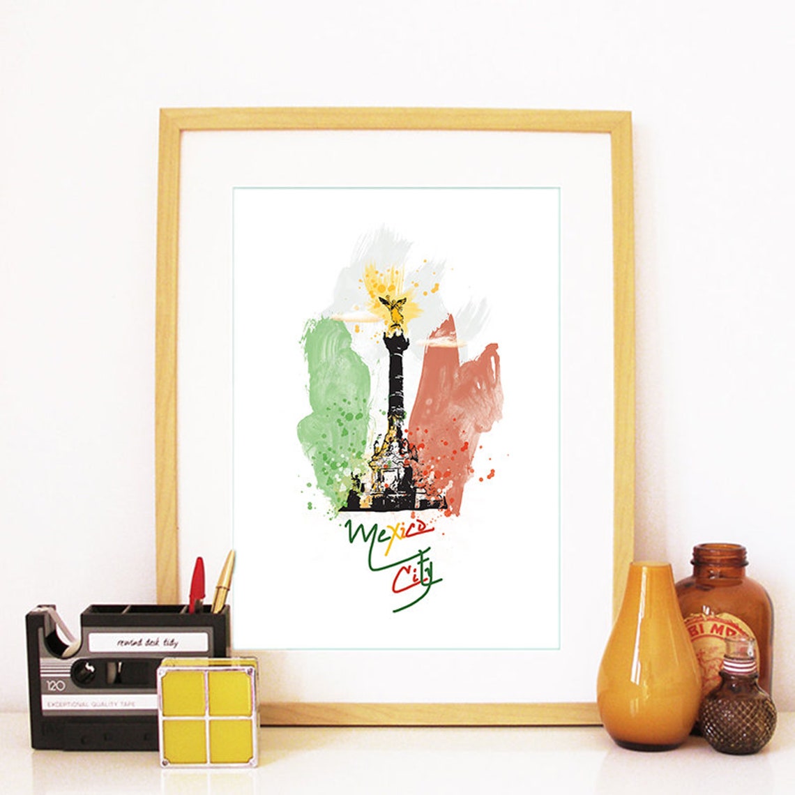 Mexico City Print Mexico City Skyline Mexico City Art Mexico City Poster Mexico City Watercolor Mexico City Art Print Mexico City Map - Image 2