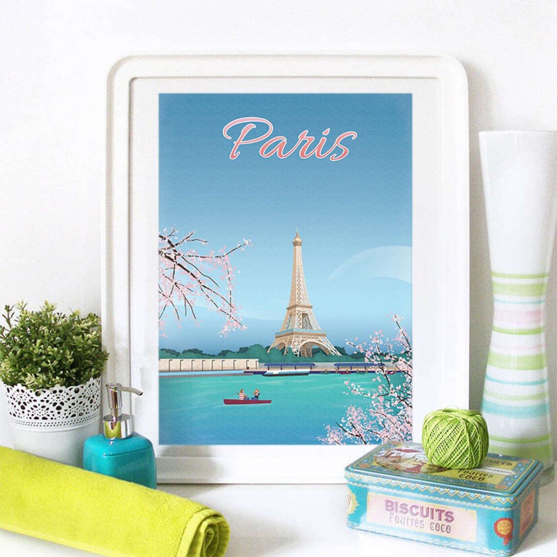 Paris Eiffel, Paris Skyline Travel Poster - Image 2
