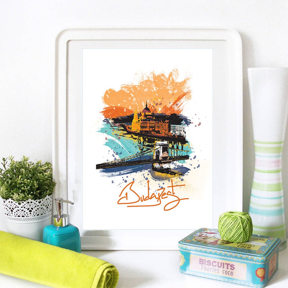 Budapest Skyline, Watercolor City Map Art Print - Image 2