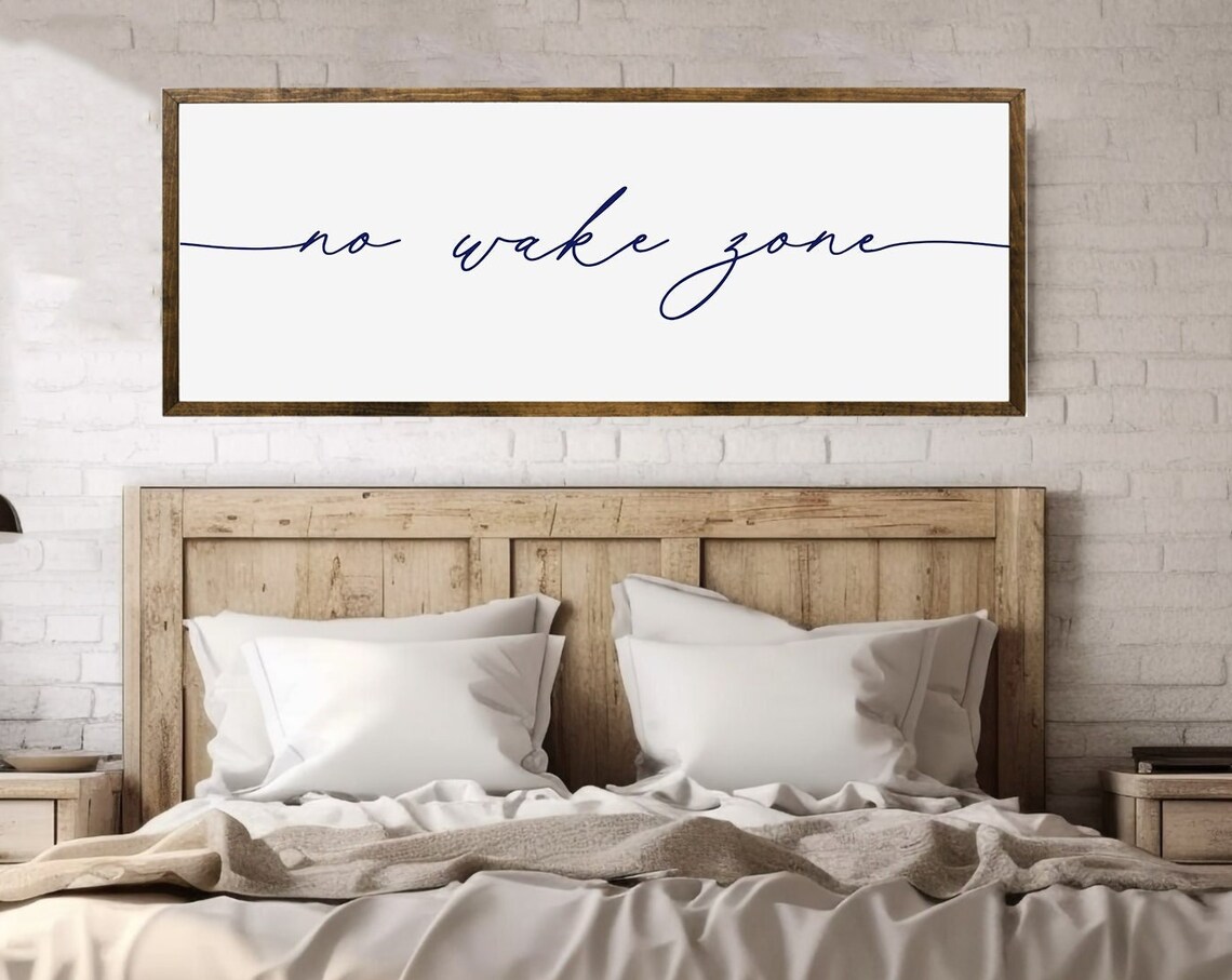 No Wake Zone Rustic Lake Sign, Wall Art Print