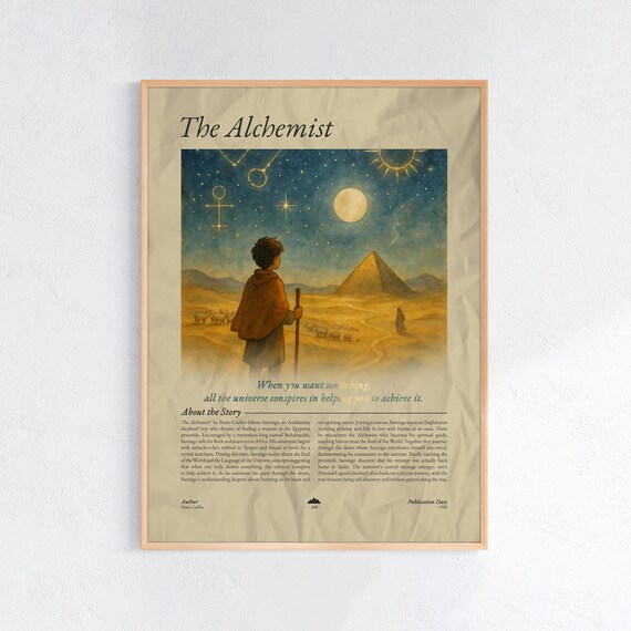 The Alchemist Paulo Coelho Book Quote Story Synopsis Literary Art Poster