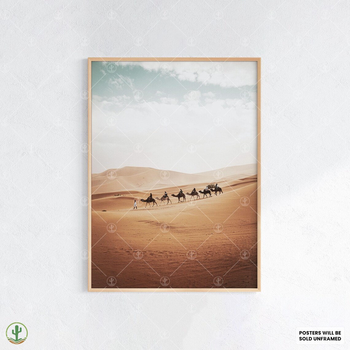 Camel Caravan Moroccan Desert Sand Dunes Nomadic Photography Poster