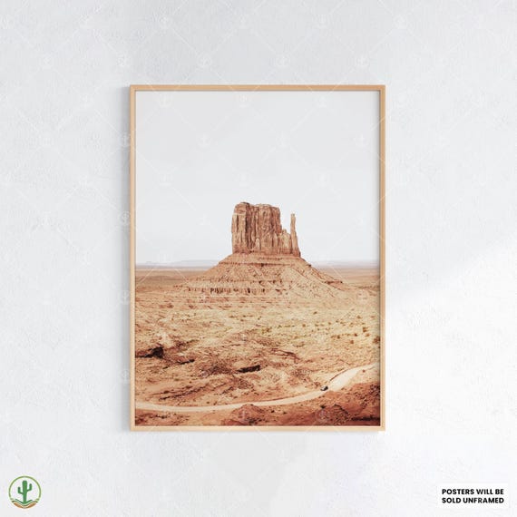 Monument Valley Butte Landscape Print Minimal Desert Wall Art Western Road Trip Poster Red Rock Photography Decor