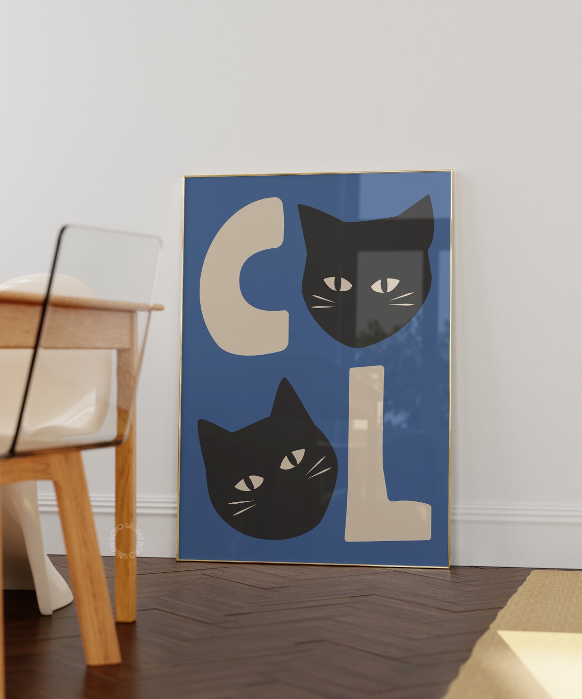 Cool Black Cat Faces Graphic Typography Fun Retro Feline Poster - Image 2