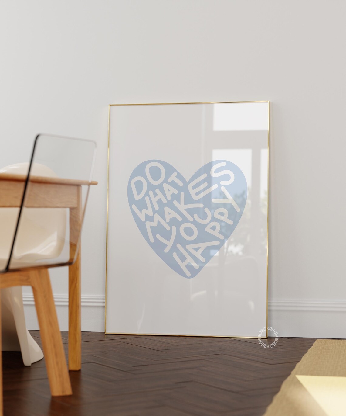 Heart Wall Art, Trendy Blue and White Art Print - Image 2