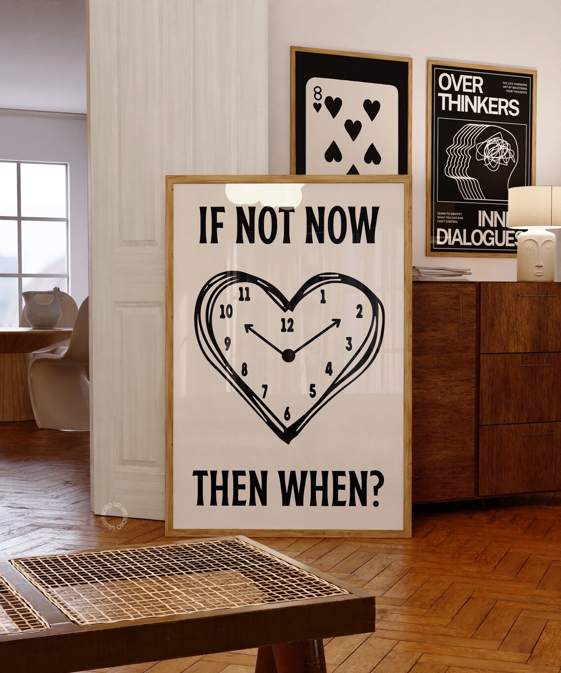 If Not Now Then When Heart Clock Bold Motivational Quote Poster