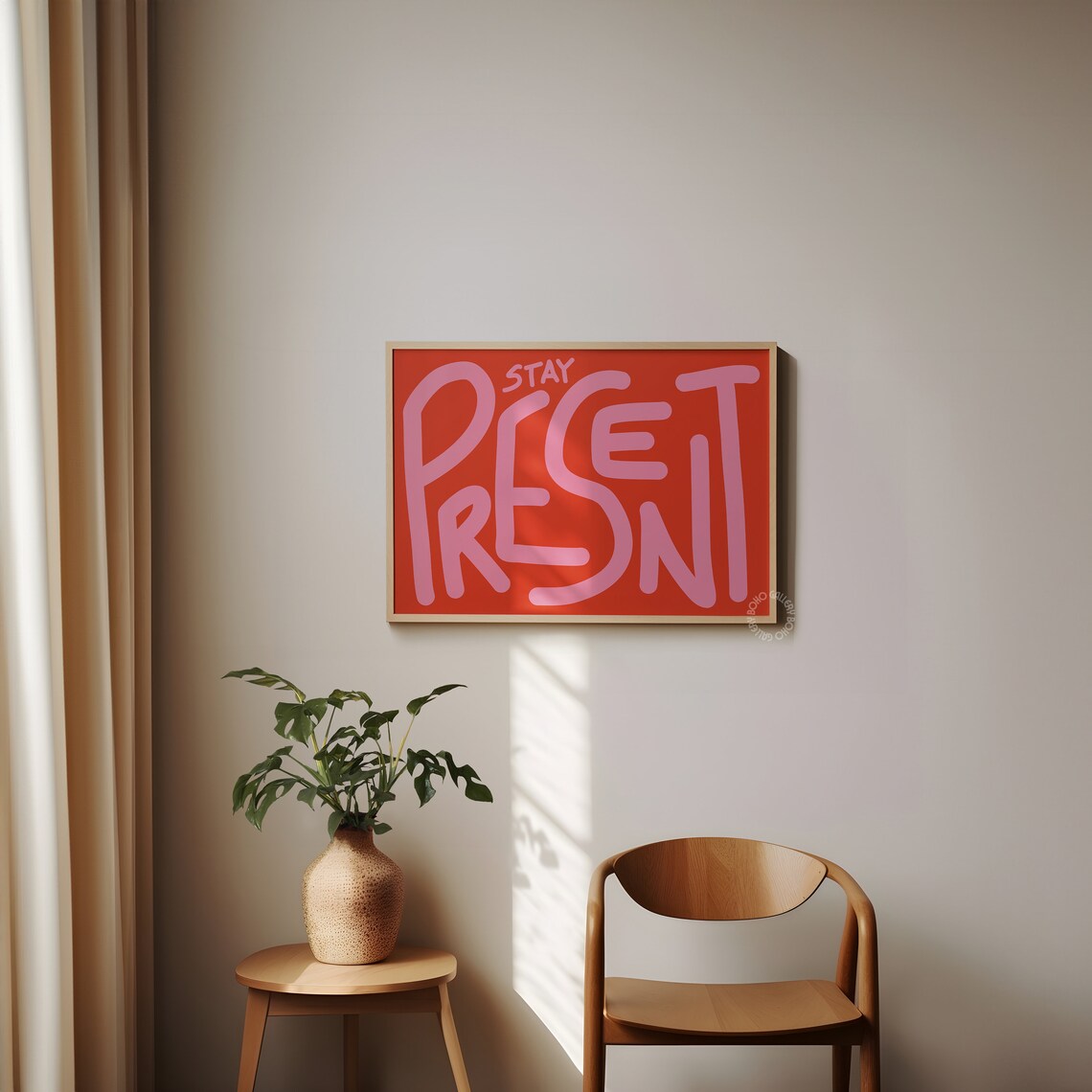 Stay Present Mid-Century Typography Art Print - Image 2