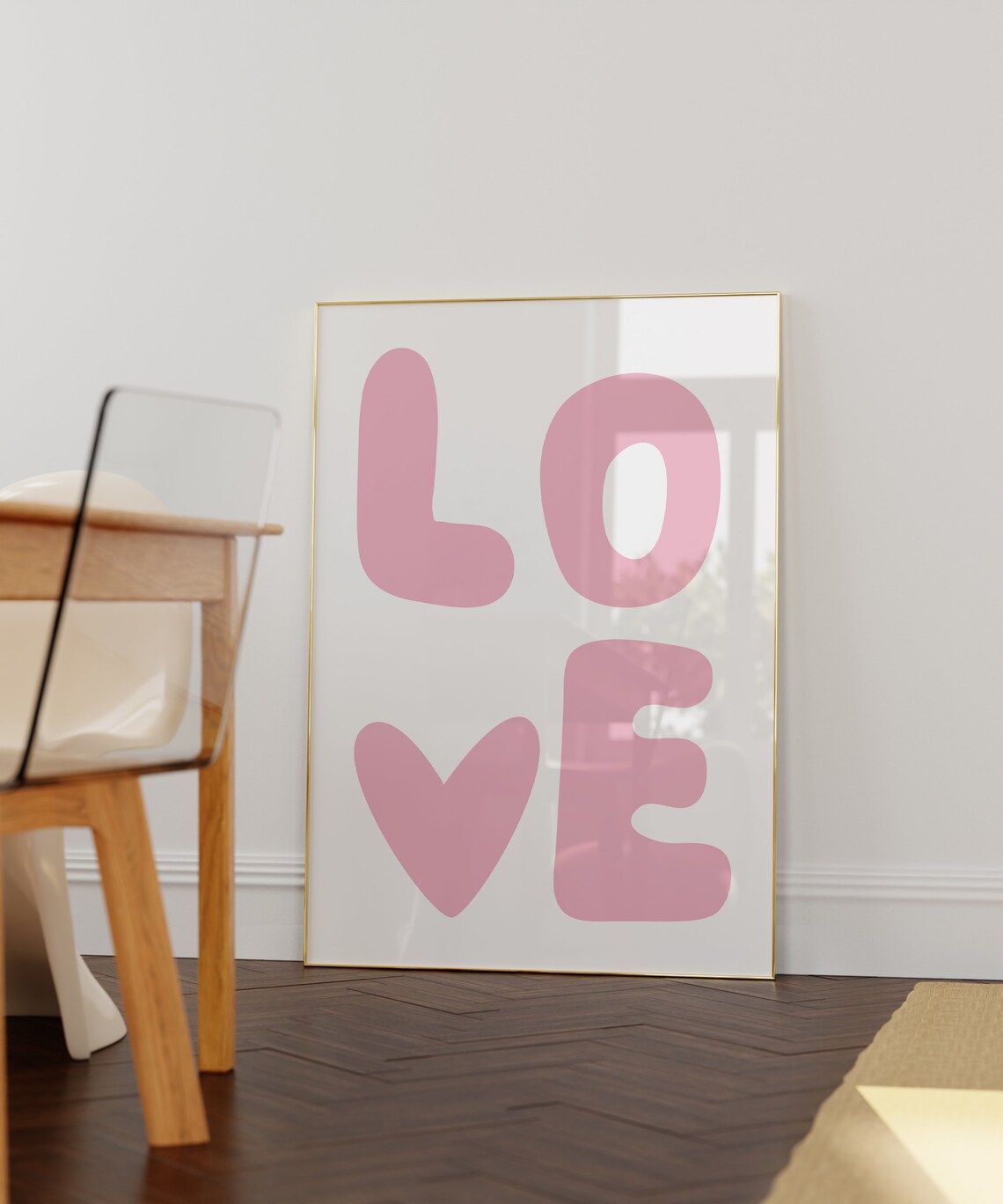 Pink Love Bubble Typography Heart Preppy Minimal Wall Poster - Image 3