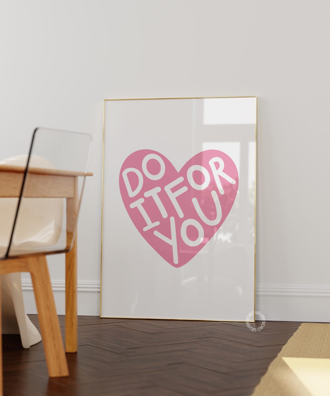 Do It For You Pink Heart Self Love Typography Aesthetic Poster - Image 3