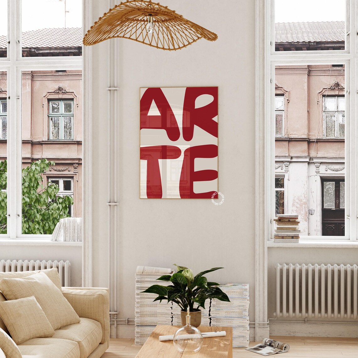 Arte Red Cream Bold Typography Poster Italian Retro Minimal Art - Image 3
