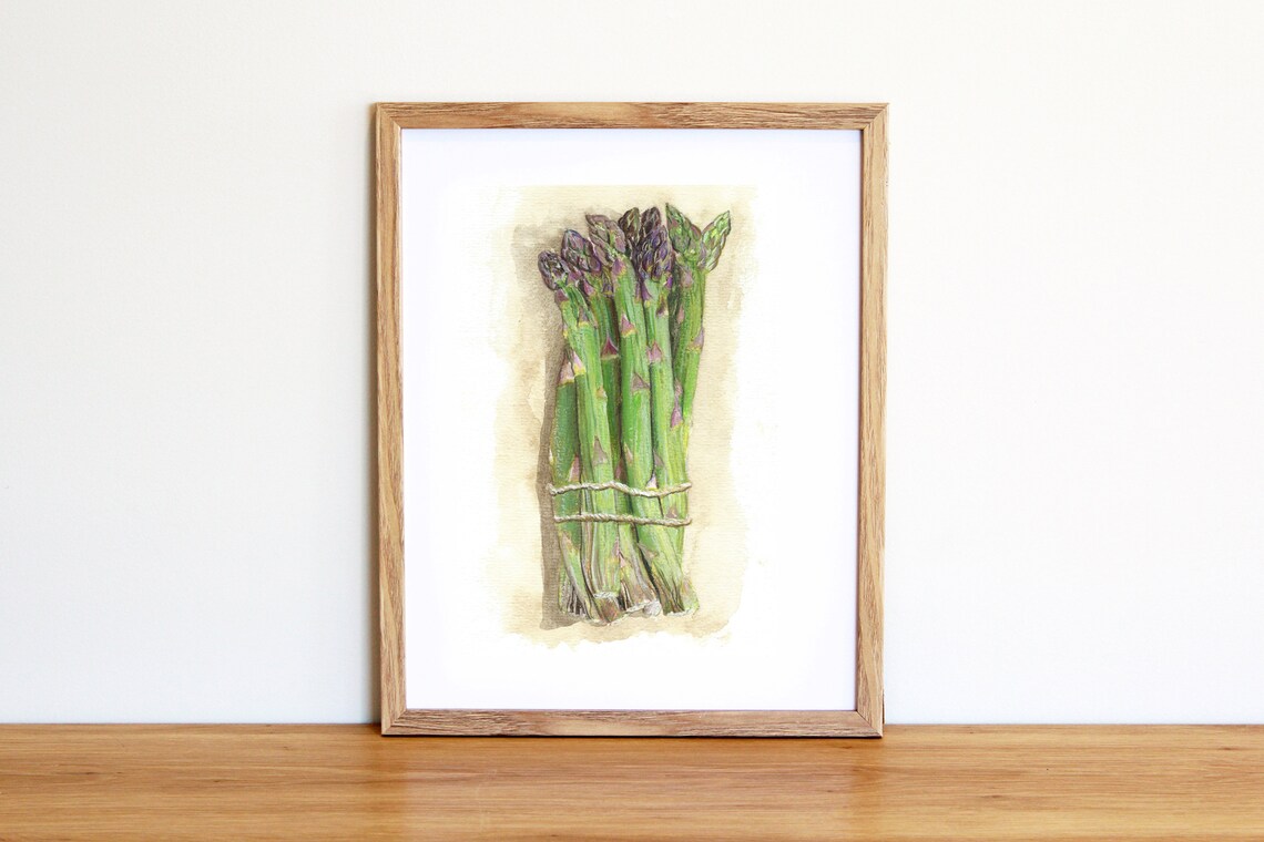 Asparagus Print Original Painting Print Asparagus Painting Kitchen Print Vegetables