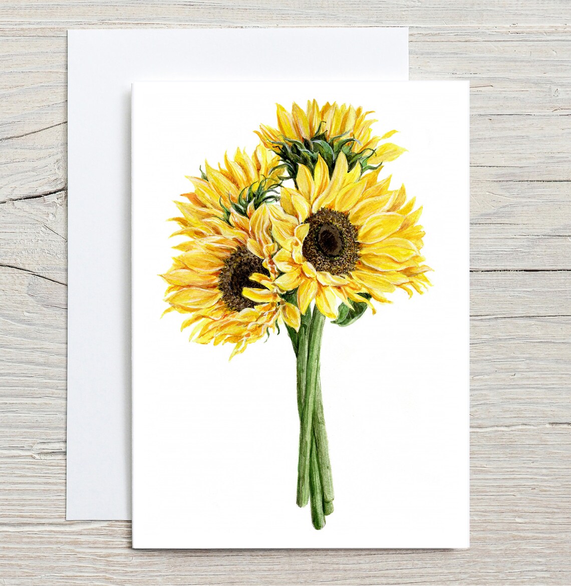 Bright Yellow Sunflower Bouquet Watercolour Floral Art Print