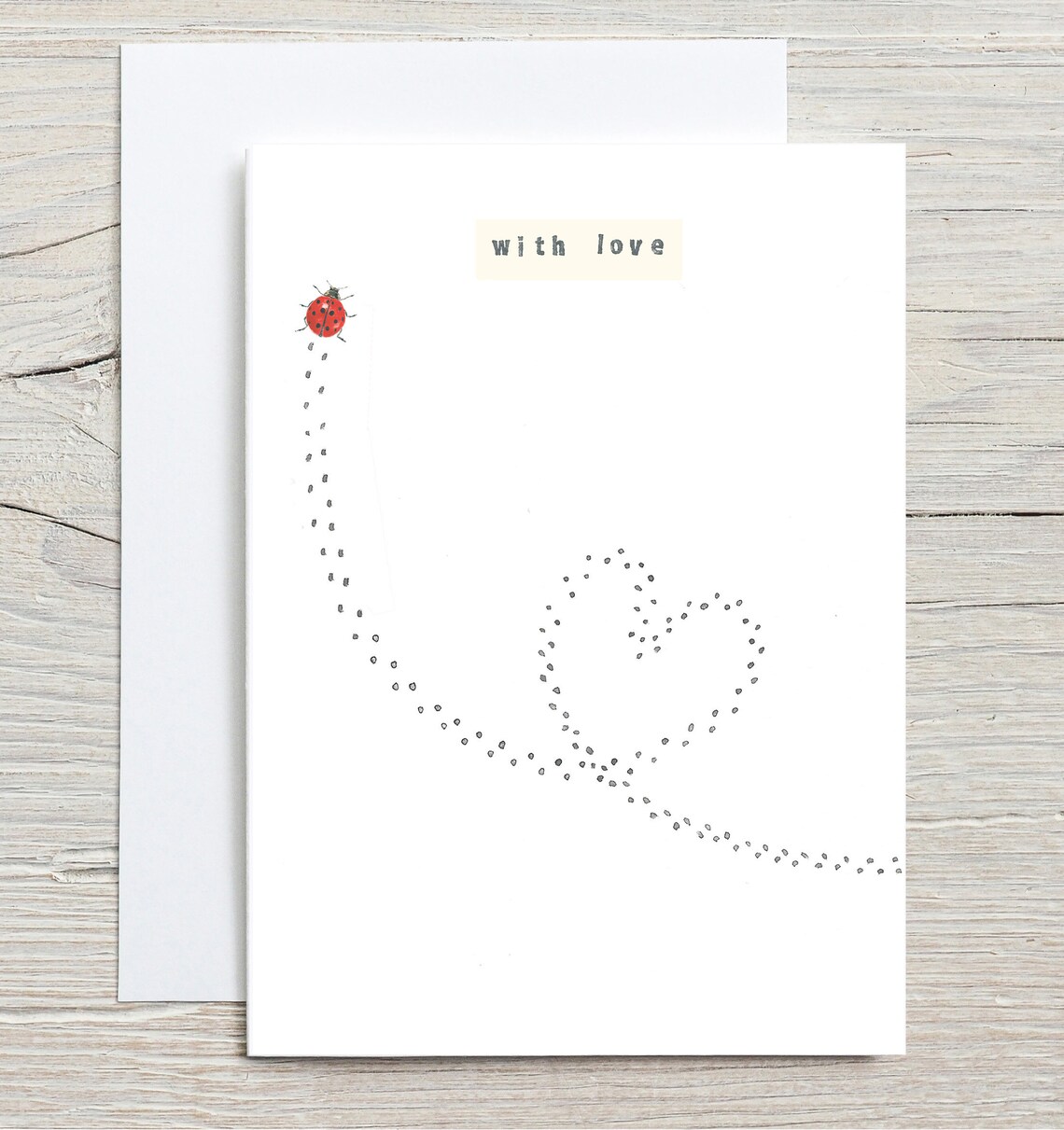 With Love Ladybird Card Print with Heart-Shaped Dotted Trail