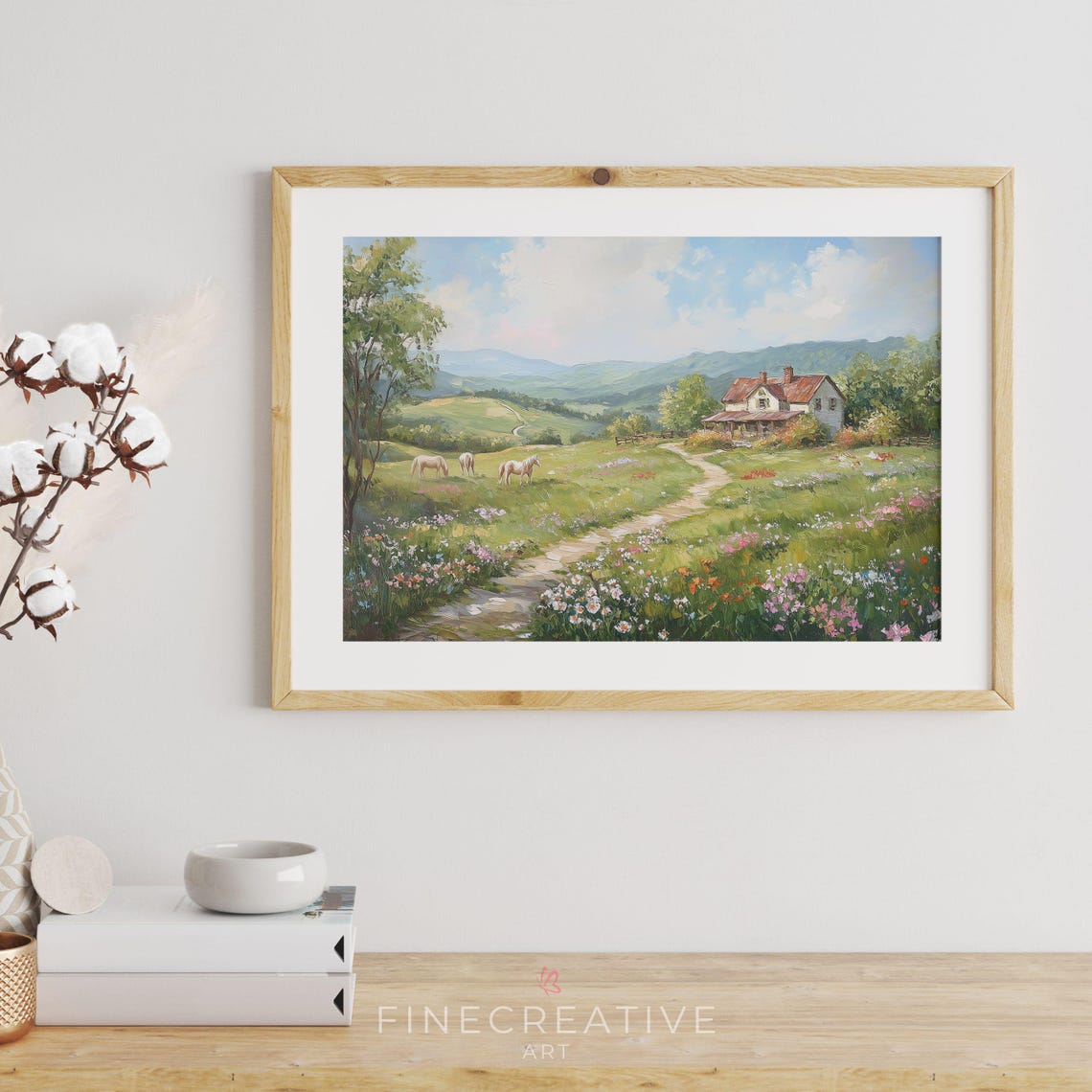 Farmhouse Print Spring Painting Wall Art Countryside Art Print Spring Country Landscape Art G46 - Image 4