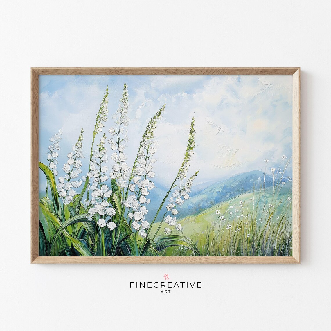 Lily Of The Valley Wall Art Floral Painting Wall Art Farmhouse Landscape Art Countryside Print G54