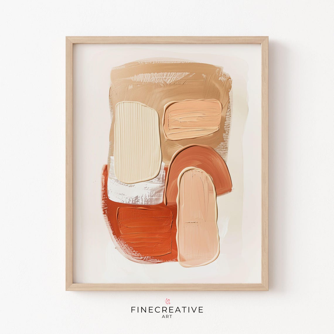 Warm Terracotta and Beige Organic Shapes Abstract Painting Poster