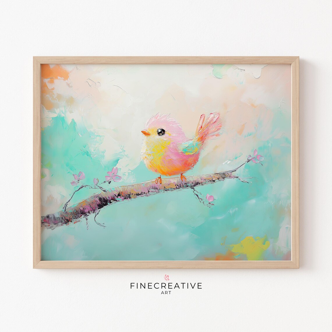 Little Bird Nursery Animal Art Print, Pastel Decor
