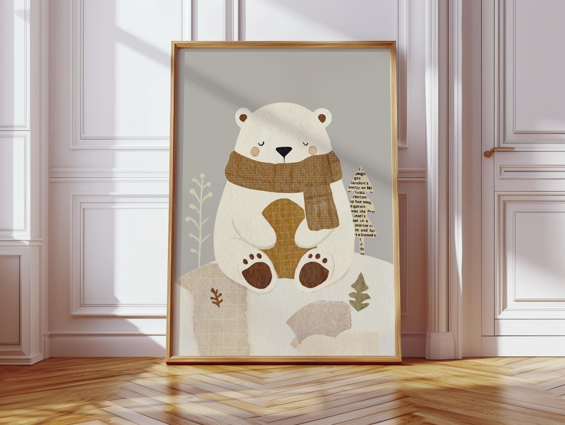 Cute Polar Bear Nursery Poster, Kids Room Decor