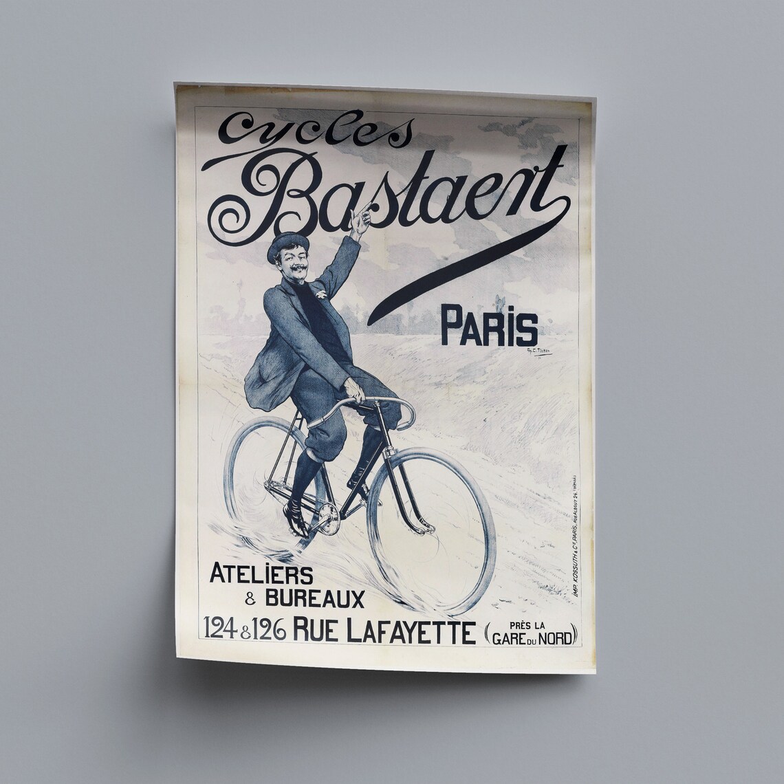 Vintage Bicycle Poster, Paris 1895 Retro Advertising - Image 2