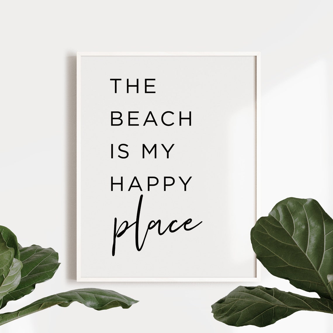 The Beach Is My Happy Place Coastal Typography Quote Wall Poster - Image 2