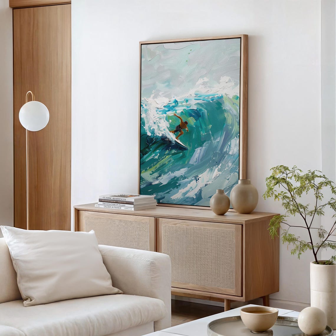 Surfing On Blue Waves Oil Painting Stretched Print Wall Art Surfing Painting Surfer Gifts Wall Art Gift Sob6 - Image 4