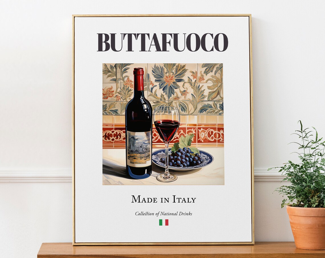 Buttafuoco on Maiolica Tile, Italian Drink Poster