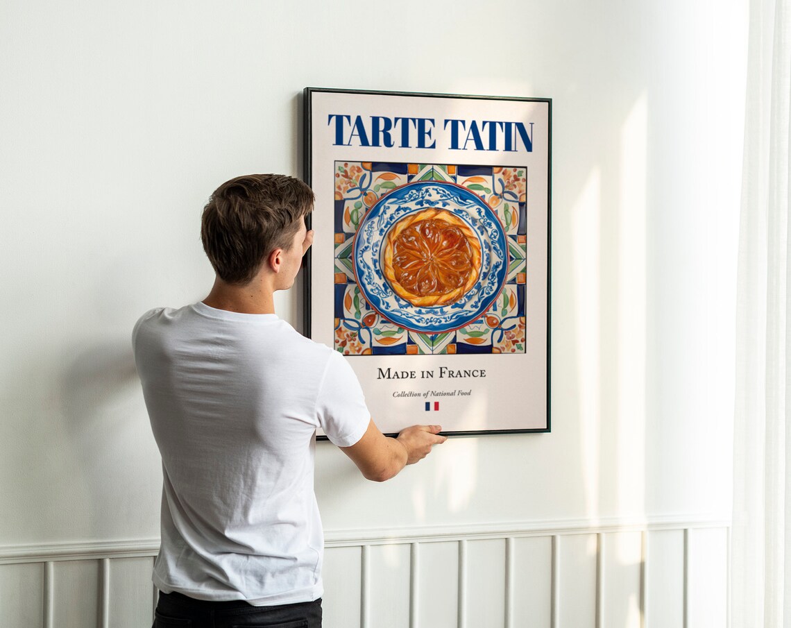 Tarte Tatin on Maiolica Tile Plate, French Food Art Print - Image 3