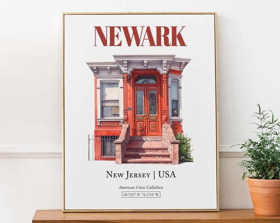 Newark New Jersey Minimalistic Watercolor Door Art Print