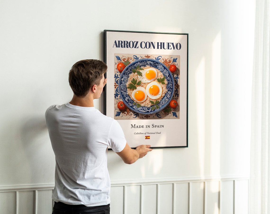 Arroz Con Huevo Maiolica Tile Plate Art Print - Image 3
