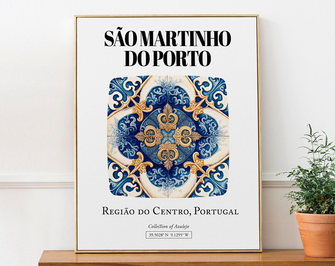 São Martinho Do Porto Traditional Tile Pattern Art Print