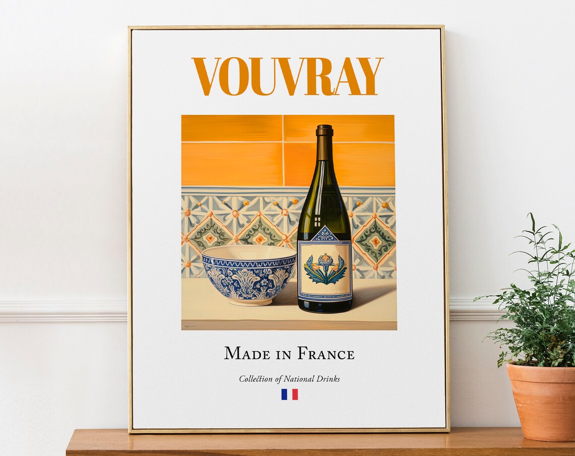 Vouvray Wine on Maiolica Tile, Traditional Poster