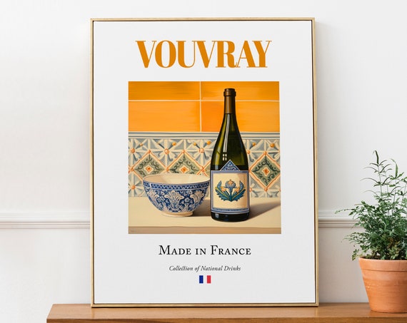 Vouvray Wine on Maiolica Tile, Traditional Poster