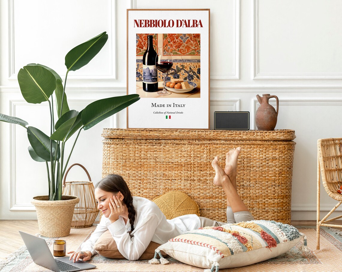 Nebbiolo Dalba On Maiolica Tile, Kitchen Bar Art Print - Image 2