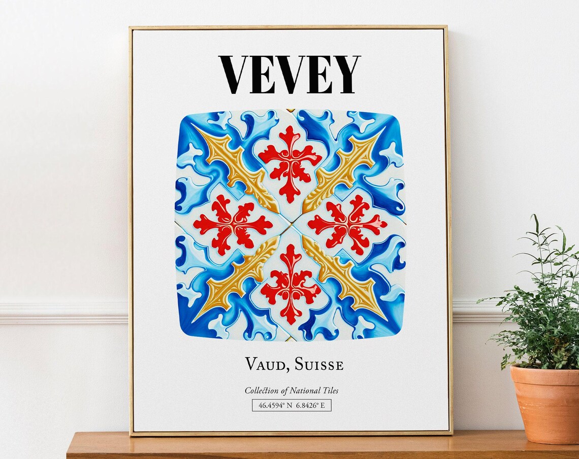 Vevey Vaud Suisse Traditional Tile Pattern Art Print