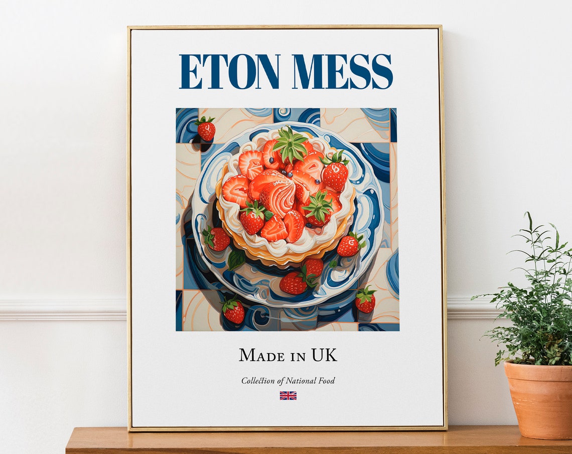 Eton Mess on Maiolica Tile Plate, Food Poster