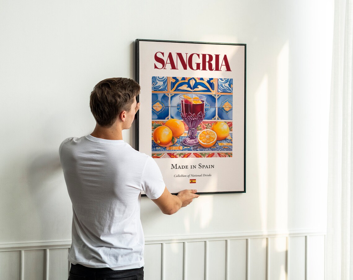 Sangria On Maiolica Tile, Spanish Beverage Poster Print - Image 3